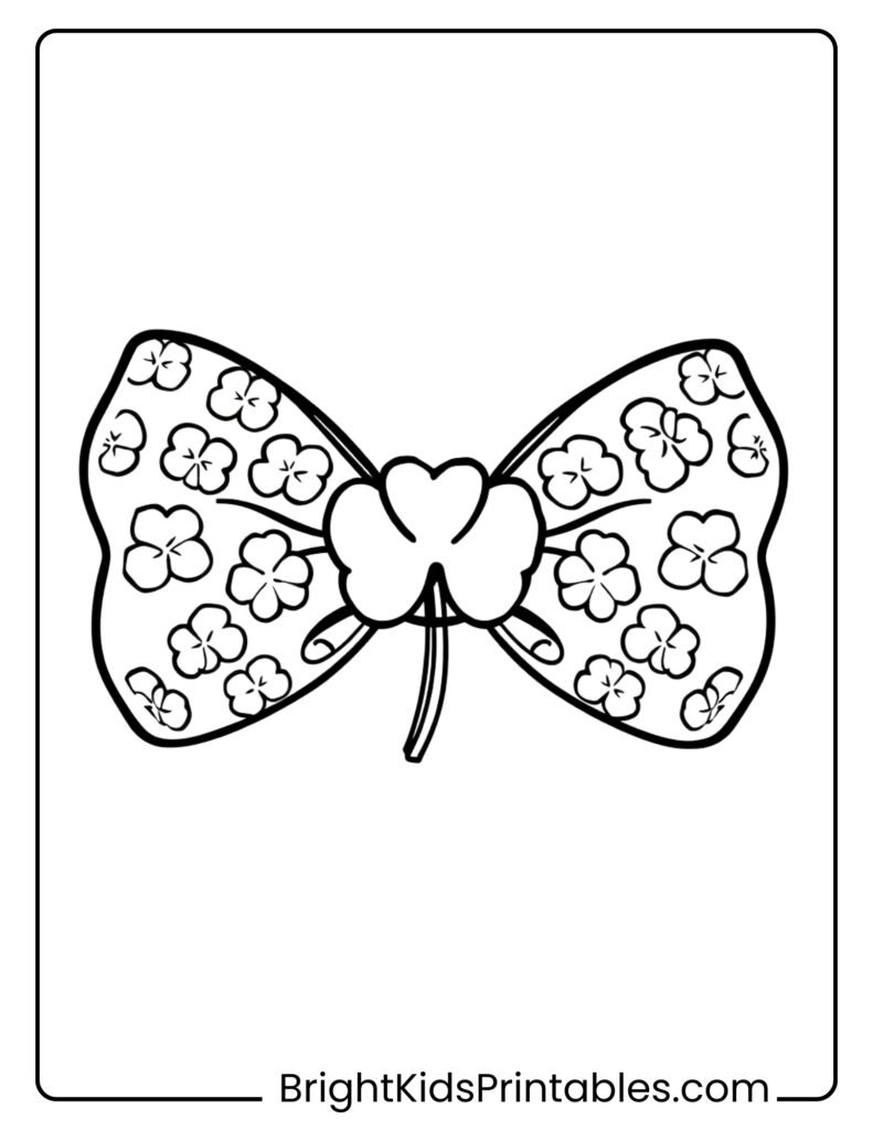 A black and white illustration of a bow adorned with delicate flowers