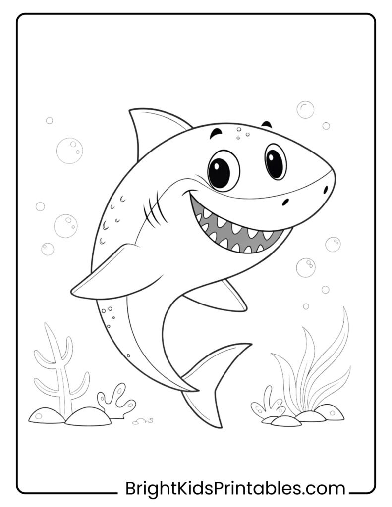 Fun shark coloring pages for kids