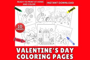 10 VALENTINE'S DAY ANIMAL COLORING PAGES